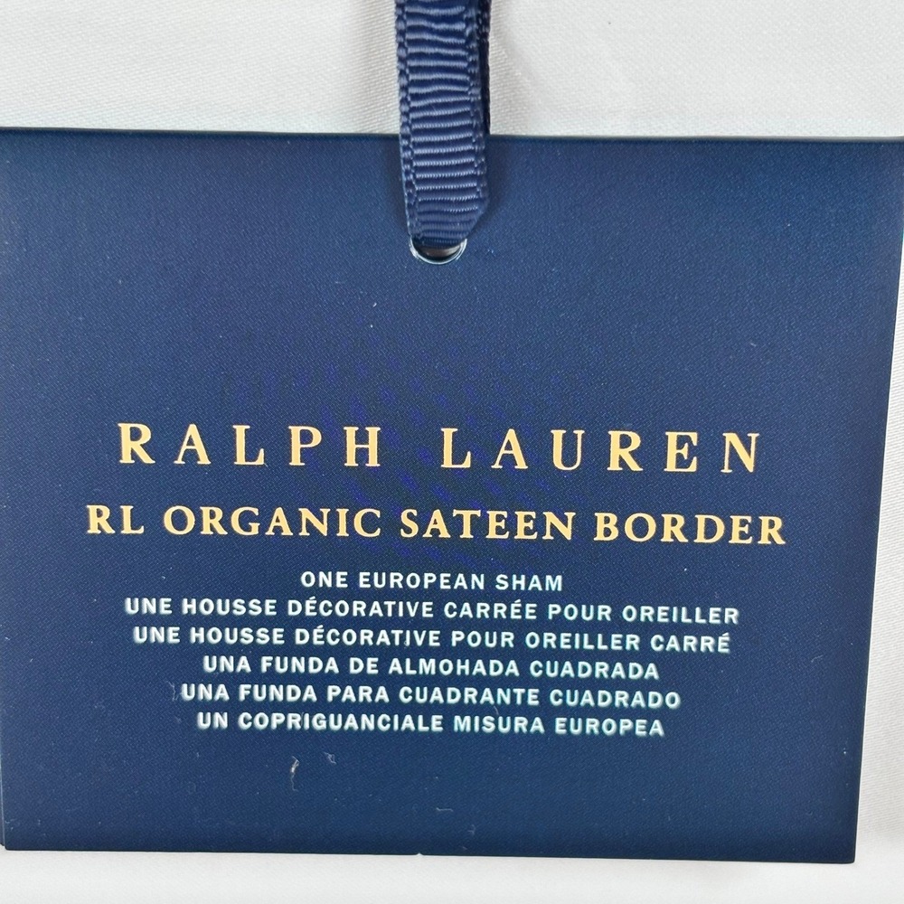 Ralph Lauren Organic Sateen Border European Sham Parchment 26x26 Neutral Lux NEW - Picture 3 of 8